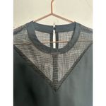 SheIn Black V-Neck Mesh Style Short Sleeve Top Button Back Shirt Size Small Photo 2