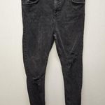 Free People Black Distressed Ankle Skinny Jeans sz 31R High Rise Stretch Photo 0