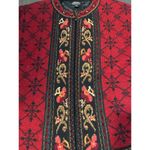 Icelandic Design Red Floral Snowflake Cardigan Sweater Winter Holiday M C Photo 3