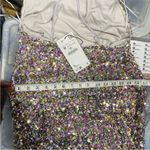 ZARA  dress knit sequin halter in silver with light pink sequins NEW Photo 4