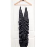 NBD  Black Low V Cut Front Ruched Halter Dress Small NWT Photo 3