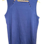 Rafaella Blue Sleeveless Knit Top Stud Detail Casual Solid Pullover Women L Photo 0