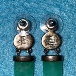WHITNEY KELLY Jadeite lapis agate pierced earrings .925 sterling silver vintage Blue Photo 2