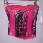 Oh Yes Hot Pink Black Lace Up Lace Corset Photo 1