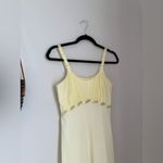 Vintage Laros Yellow Floral Lace Chiffon Dress, Size 34 Photo 2