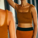 Free People Movement Happiness Runs Square Neck Crop M/L Orange Size M Photo 0