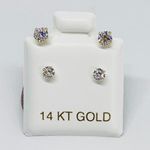 Stamped 14k Solid Gold Telephone Earrings  3mm CZ  Photo 0