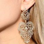 Big Statement Hollowed Stud Drop Earrings Gold Photo 4