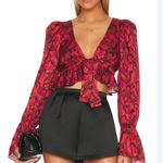 For Love & Lemons Davina Blouse Top Red Sexy NWT $149 Photo 0