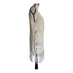 it's our time  Ivory Crochet Fringe Sweater Duster Size L Photo 2