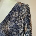 Dress Barn Y2K  V Neck Blue and Brown Cheetah Floral Print Blouse Size M Photo 4