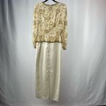 Vintage I.MAGNIN Crew‎ Neck Long Dress In Gold and White Size 6 Photo 6