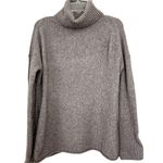 All Saints Tan Silver Metallic Thread Roll Neck Oversized Wool Blend Sweater S Photo 0