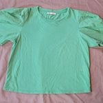 ZARA size Large green Voluminous Ruffled balloon short Sleeve top Photo 3