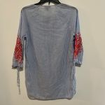 J.Crew  Striped Nautical Floral Embroidered 3/4
Sleeve Tunic Blouse Top Dress Photo 8