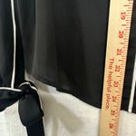 Forever 21 Medium Black/White V-Neck Sleek Top Tie Cuffs Long Sleeve Work Sexy Photo 7