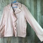 Chico's Chico’s Size 3 (Flaw) Light Pastel Pink Jacket Long Sleeve 3 Button Ruffle Front Photo 3