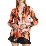 Tanya Taylor Canyon Tie-Neck Blouse Watercolor Poppy Print Size XS Photo 1