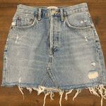 AGOLDE  Denim Skirt 23 Distressed Light Wash Jean Mini Skirt Button Fly Photo 0