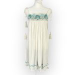 Free People Heat Wave Mini Dress Women's Small Ivory Tunic Babydoll Embroidered Photo 2