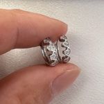 13mm CZ Love Heart Silver Hoop Earrings for Women Photo 3