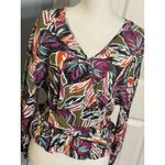 NWT Madison Tropical Print Wrap/Tie Shirt, Large Green Photo 2