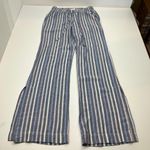 Bella Dahl  Split Hem Wide Leg Pant Multi Navy Womens Size XS Pockets Linen Blend Photo 0