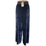 NEW Flo Navy Blue High Waisted Velvet Velour Wide Leg Trousers Pants Size US 10 Photo 2