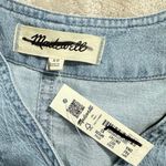 Madewell Pleated Short-Sleeve Top Women's XS Light Blue Denim Button Front NWT Photo 4