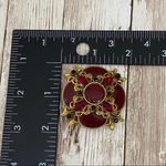 Vintage Red Enamel Revival Victorian Brooch Photo 7