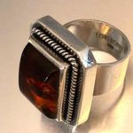 LORI BONN Sterling Silver Amber Cabochon Rope Bezel Cocktail Ring Photo 5