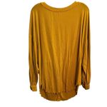 Free People Gold Mustard Yellow Shimmy Shake Blouse M Balloon Sleeve Back Cutout Photo 2