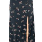 Abercrombie & Fitch Black Floral High Waist Midi High Slit A-Line Skirt Size XXS Photo 0