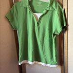Dress Barn  Green Polo Shirt with White Trim large Photo 0