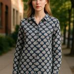 NWT MARTHA STEWART Navy 100% Linen Shell Shirt Blue Photo 0