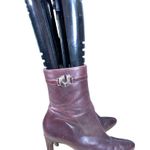 Charles Jourdan Paris Red Burgundy Merlot Leather Heeled Boots Booties 6.5 Photo 5