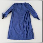 Lafayette 148 NY Kenna Finesse Crepe Dress Navy Blue Tie Sleeve Large l US 10 12 Purple Photo 2