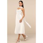 Lulus NWT  Irresistibly Darling Ivory Chiffon Midi Dress and Scarf Set Gala Sz M Photo 10