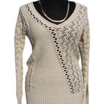 Cache Peek A Boo Metallic Kissed Knit Double V Tie Back Silk Blend Top NWT $118 Photo 0