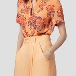 Equipment  Essential Peach Floral Print Crepe de Chine Button Front Shirt Size XS Photo 1