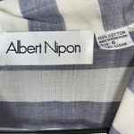 Vintage Albert Nipon Pleated Dress Striped Short Sleeves Tie Belt 1980s Nautical Blue Size undefined Photo 6