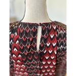 Blank London Anthropologie Red Black Diamond Print Velvet Sequin Blouson Blouse Size L Photo 3