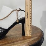 Nanette Lepore Winsky Black Mesh Sandals Gold Chain 7 Black Open-Toe Mesh Shoes Photo 11