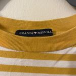 Brandy Melville Women's Gold White Striped One Size Cropped Long Sleeve Tee Photo 1