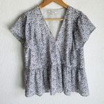 Madewell Georgette Ruffle-Sleeve Peplum Top in Americana Floral Sz Small Photo 1