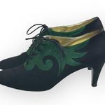 Vintage: Escada đ’€ Lace Up Granny Ankle Booties đ’€Black Suede đ’€Kelly Green đ’€9M Black Size 9 Photo 5