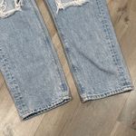 American Eagle  Mom Jeans High Rise Straight Leg Distressed Ripped Knee Blue 6 Photo 5