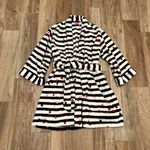 Kate Spade  LS Short Robe Black Stripe Confetti Dots Plush Velour Pocket Photo 1