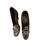 Prada Black Leather Chain Link Loafer Pumps Heels Size 39.5 Made in Italy Photo 5