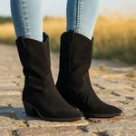 Steve Madden Stetson Black Suede Leather boots Western Cowgirl Country style 9 Photo 2